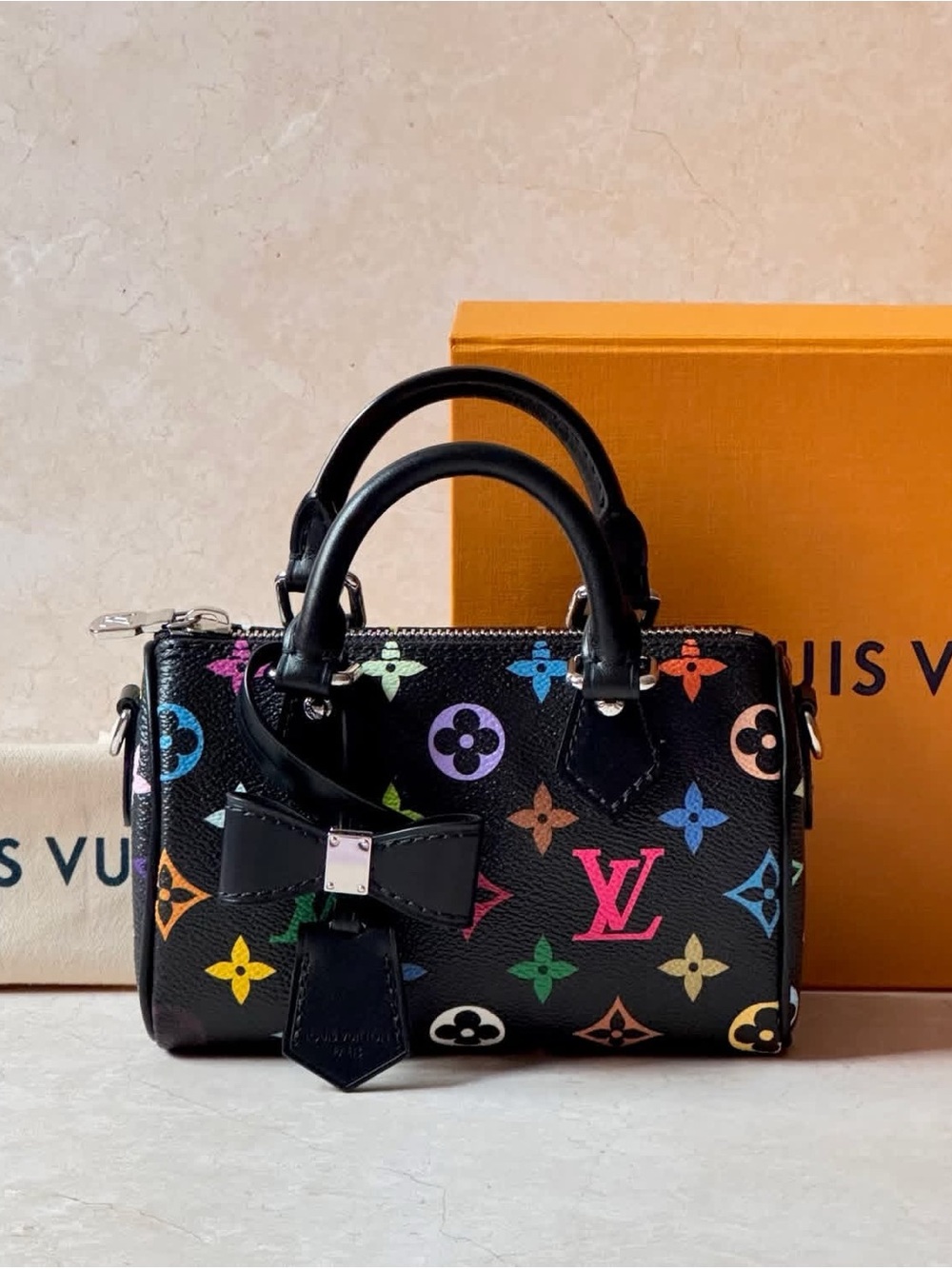 Authentic Louis Vuitton Black murakami nano speedy